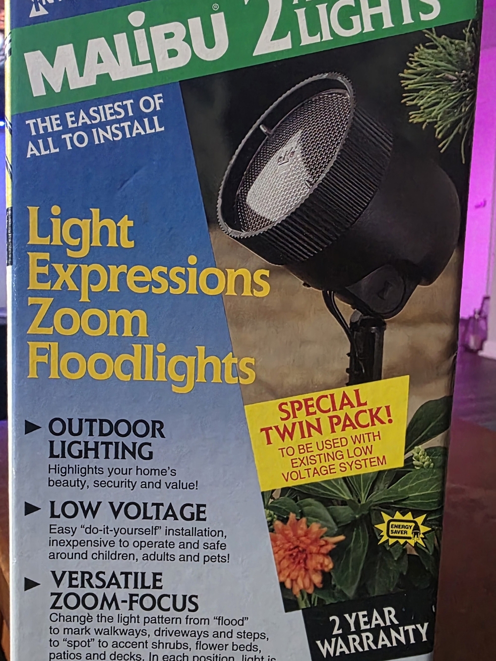 Malibu Light Expressions Zoom Floodlight - Black (Twin Pack)